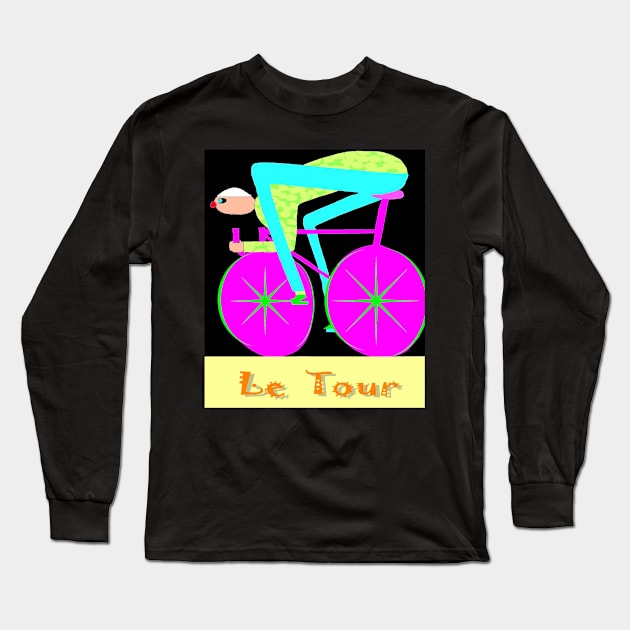 Le Tour : Abstract Psychedelic Bicycle Racing Advertising Print Long Sleeve T-Shirt by posterbobs
